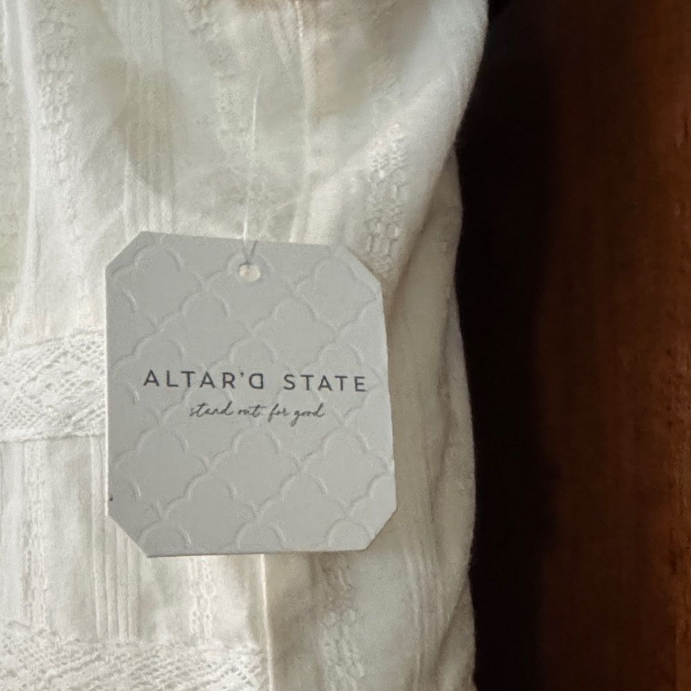 NWT Altar'd State Nina Ivory Textured Mini Dress Size M - Picture 2 of 6